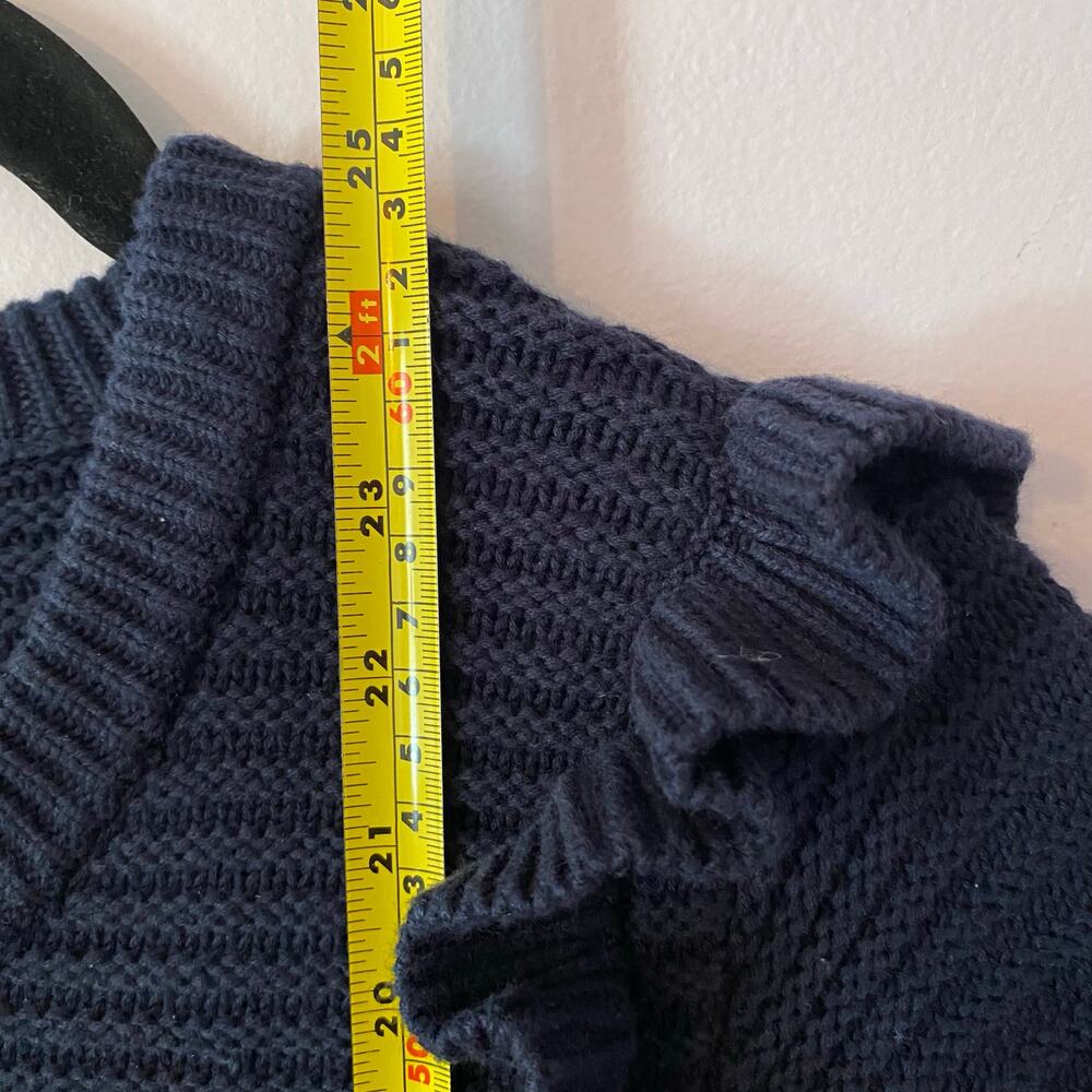NWOT Banana Republic Navy Blue Ruffle Knit Pullover Sweater Cotton Blend Medium - Picture 8 of 9